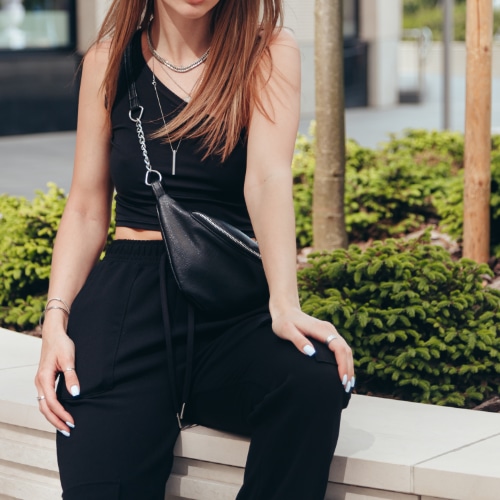 sac bandoulière noir en cuir