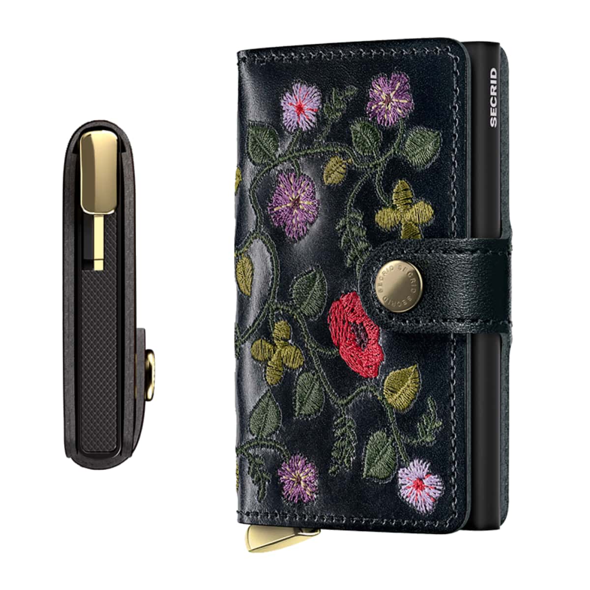 Porte-cartes Miniwallet Secrid Premium Stitch Floral Black