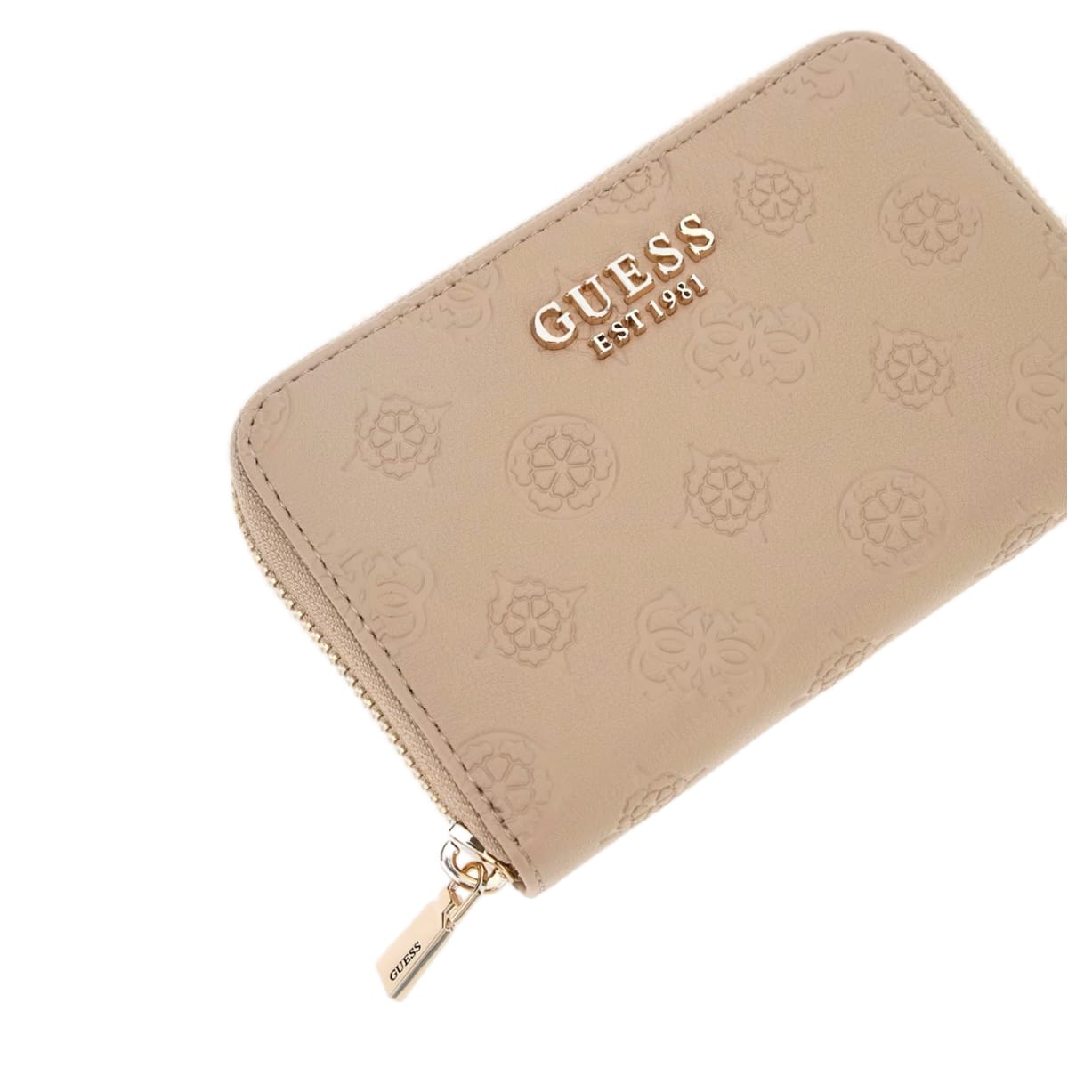 Porte-monnaie zippé Guess Phoebe taupe logo